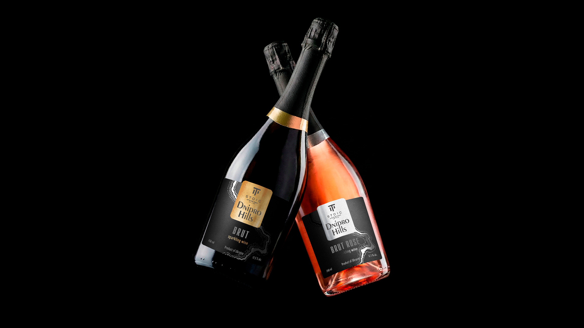 дизайн етикеток для ігристих вин ТМ Dnipro Hills від Stoic Winery