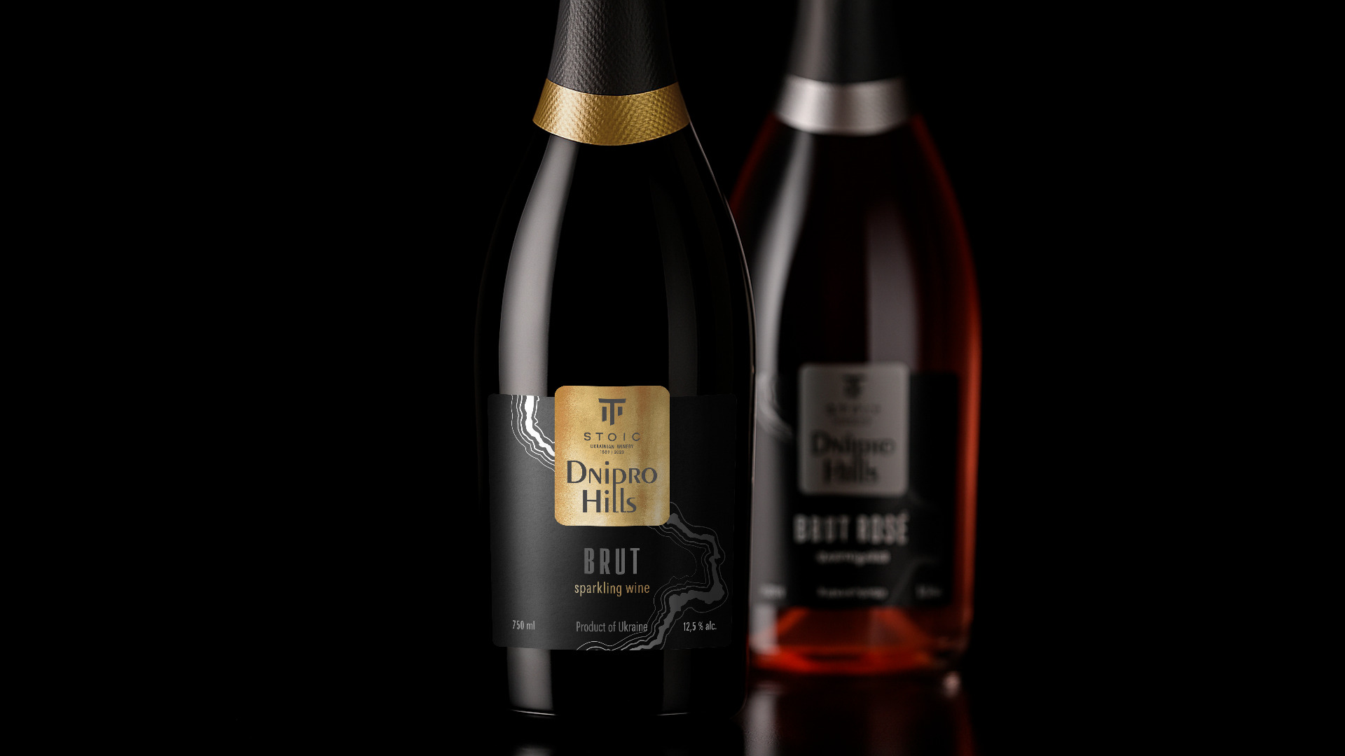 етикетки для ігристих вин ТМ Dnipro Hills від Stoic Winery